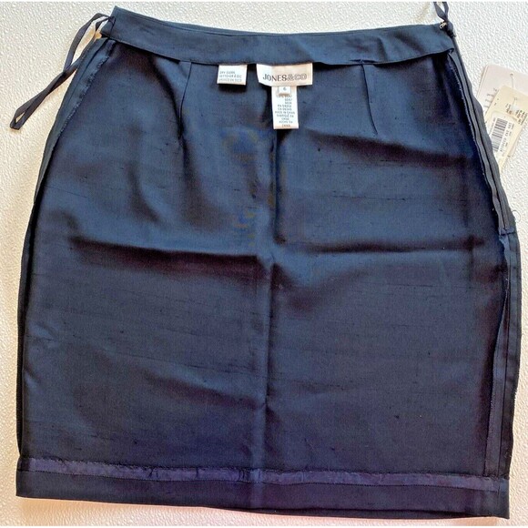 NWT Jones New York Straight Skirt Women's Black 100% Silk Size 6 Side Zipper - Picture 3 of 9